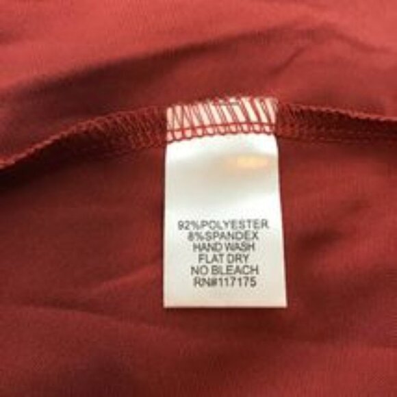 HAANI New York V-Neck Burgundy Dress Long Bell Eyelet Sleeve Petite Small NWT - Picture 8 of 10